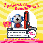 Load image into Gallery viewer, Action & Giggles Bundle, Buy a Battle Blazer Gun and a Dancing Monkey Toy Together and Get 10% Off the Total! Double the Fun with Action and Giggles!