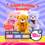 Load image into Gallery viewer, Triple Cuddle Bundle, Get 3 Teddies in Pink, Blue, and Beige! Perfect for Birthdays, Anniversaries, or Special Occasions!