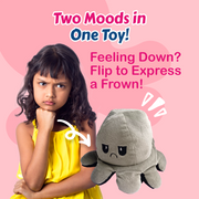 Nottinghill Octopus Double-Sided Stuffed Soft Toy for Kids, Happy & Angry Face - 20 cm - 20 cm  (Black / Grey)