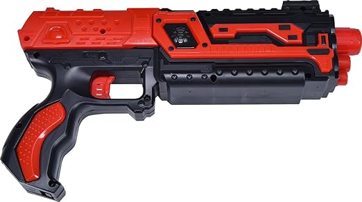 Notting Hill Battle Blazer Gun with 10 Foam Bullets | Fun Rapid Shooting Battle Fight Game for Indoor Outdoor for Kids 3+ (RED)