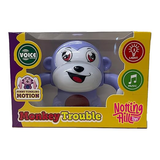 Notting Hill Dancing Monkey Musical Toy for Kids | Spinning Rolling with Voice Control, Musical Light & Sound Effects | Tumble Toy for Fun 12+ Month (Purple)
