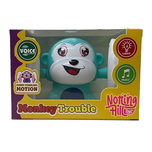 Notting Hill Dancing Monkey Musical Toy for Kids | Spinning Rolling with Voice Control, Musical Light & Sound Effects | Tumble Toy for Fun 12+ Month (Light Green)