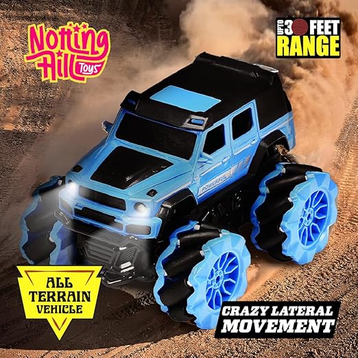 Notting Hill Drift Mastro Remote Control Car for Kids Rechargeable Rc Car Offroad High Speed with 2 Speeds and 4 Headlight Modes | Lithium Battery | C-Type Charging | Made in India (Blue)