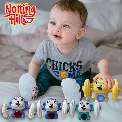 Notting Hill Dancing Monkey Musical Toy for Kids | Spinning Rolling with Voice Control, Musical Light & Sound Effects | Tumble Toy for Fun 12+ Month (Purple)