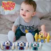 Notting Hill Dancing Monkey Musical Toy for Kids | Spinning Rolling with Voice Control, Musical Light & Sound Effects | Tumble Toy for Fun 12+ Month (Light Blue)