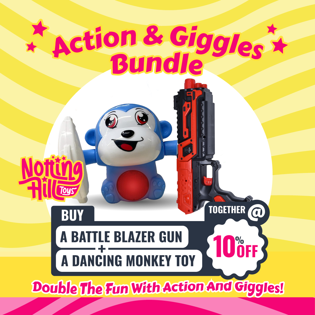 Action & Giggles Bundle, Buy a Battle Blazer Gun and a Dancing Monkey Toy Together and Get 10% Off the Total! Double the Fun with Action and Giggles!